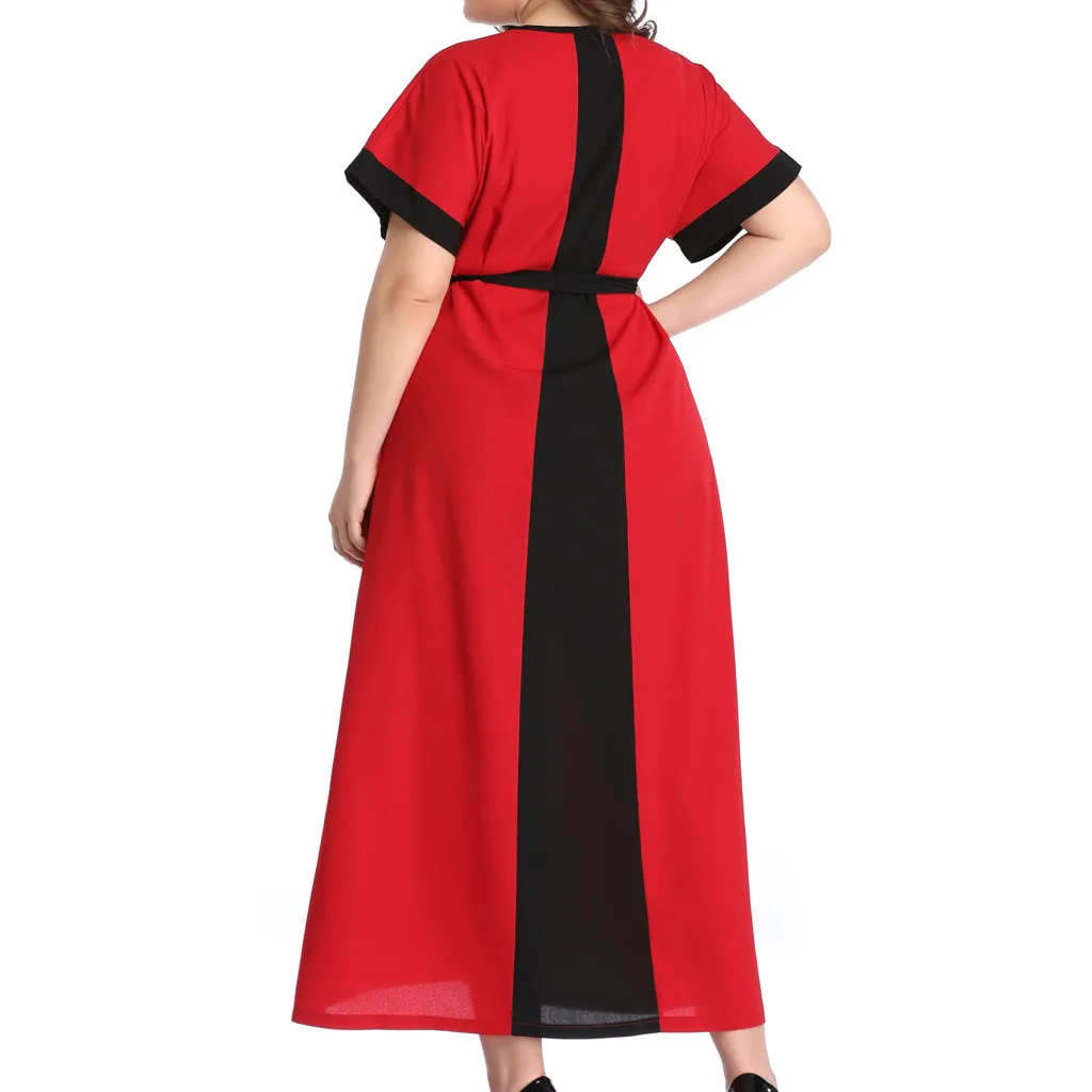 Модное женское летнее платье, шифоновое платье размера плюс с v-образным вырезом, цветное платье с коротким рукавом, Бандажное платье большого размера, Vestidos De Festa