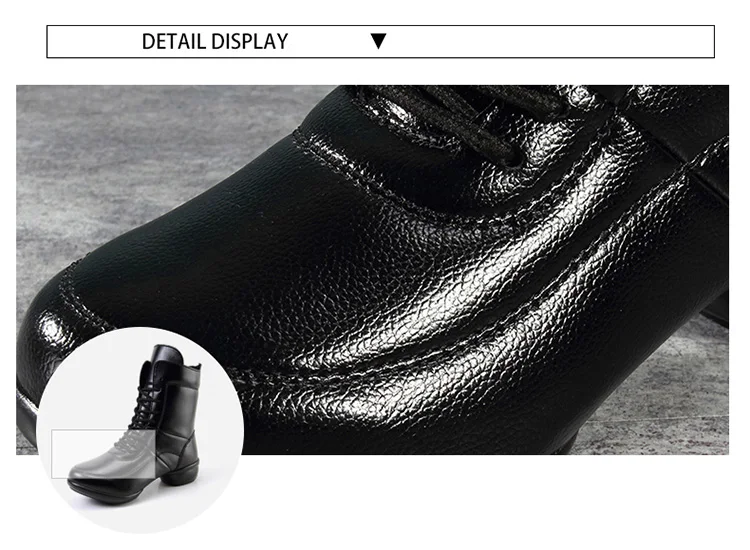 Brand New Genuine Leather Boots For Women Casual Shoes Square Heel Winter Shoes Woman Ankle Boots Botas Dance Shoes Black XZ65 (27)