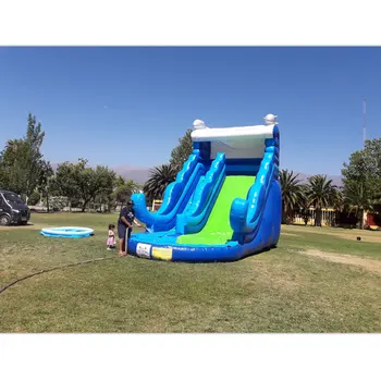 PVC inflatable water slide inflatable pool one lane kids outdoor dolphin slide with blowers free ocean shipping