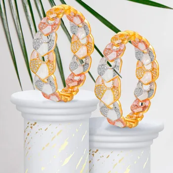 

GODKI Luxury Abalone Shell Cubic Zirconia Statement Big Hoop Earrings For Women Wedding DUBAI Bridal Round Circle Hoop Earring