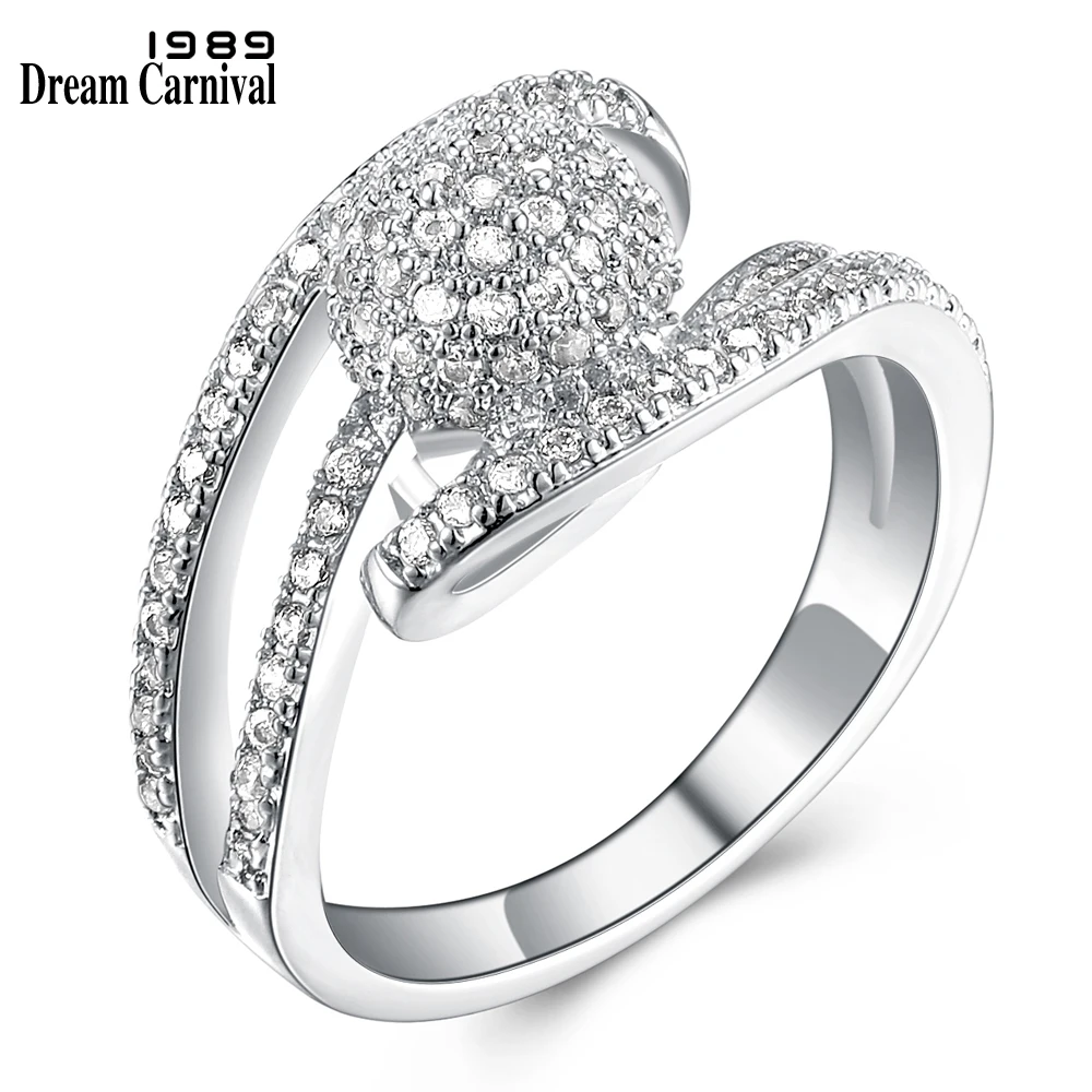 

DC1989 Wedding party Brass rings for women Platinum Gold plated Prong setting Clear White Cubic Zirconia 5 US sizes SJ20060