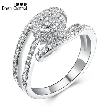 

DreamCarnival 1989 CZ Wedding Rings For Women Rhodium Gold Color Anillos Mujer Wholesaler Discount Sexy Bague Costumes Jewelry