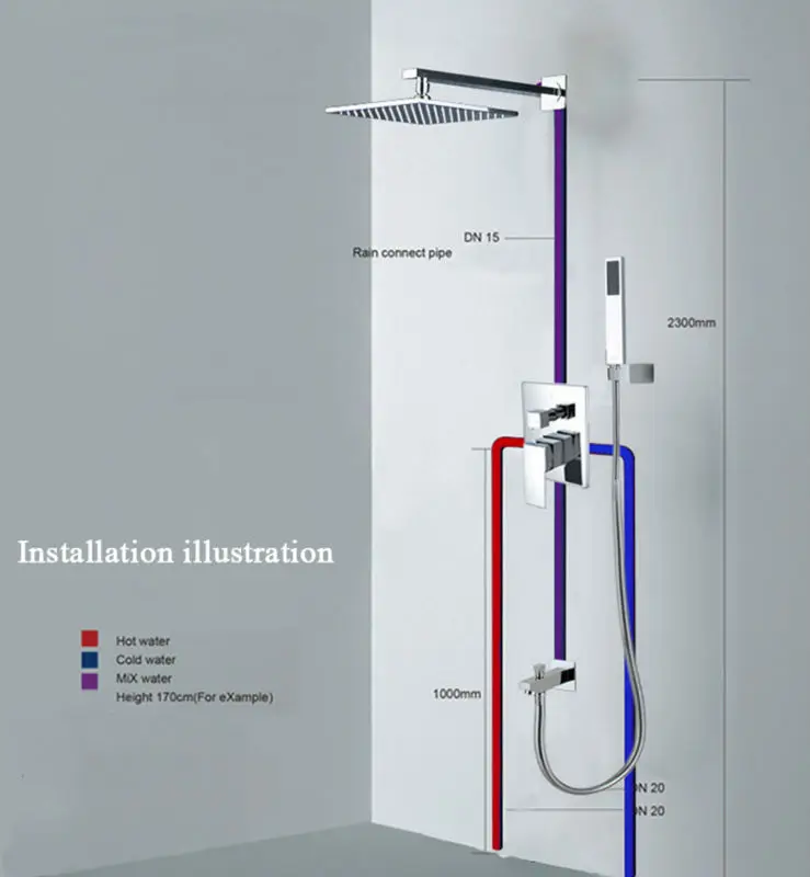 In Wall Shower Set Chrome Plated Hotels Square Rain Shower Head Bathroom Shower Set With Hand Shower Hot Water Mixers Taps Shower Faucet Set Shower Mixer Faucetshower Gel Set Aliexpress