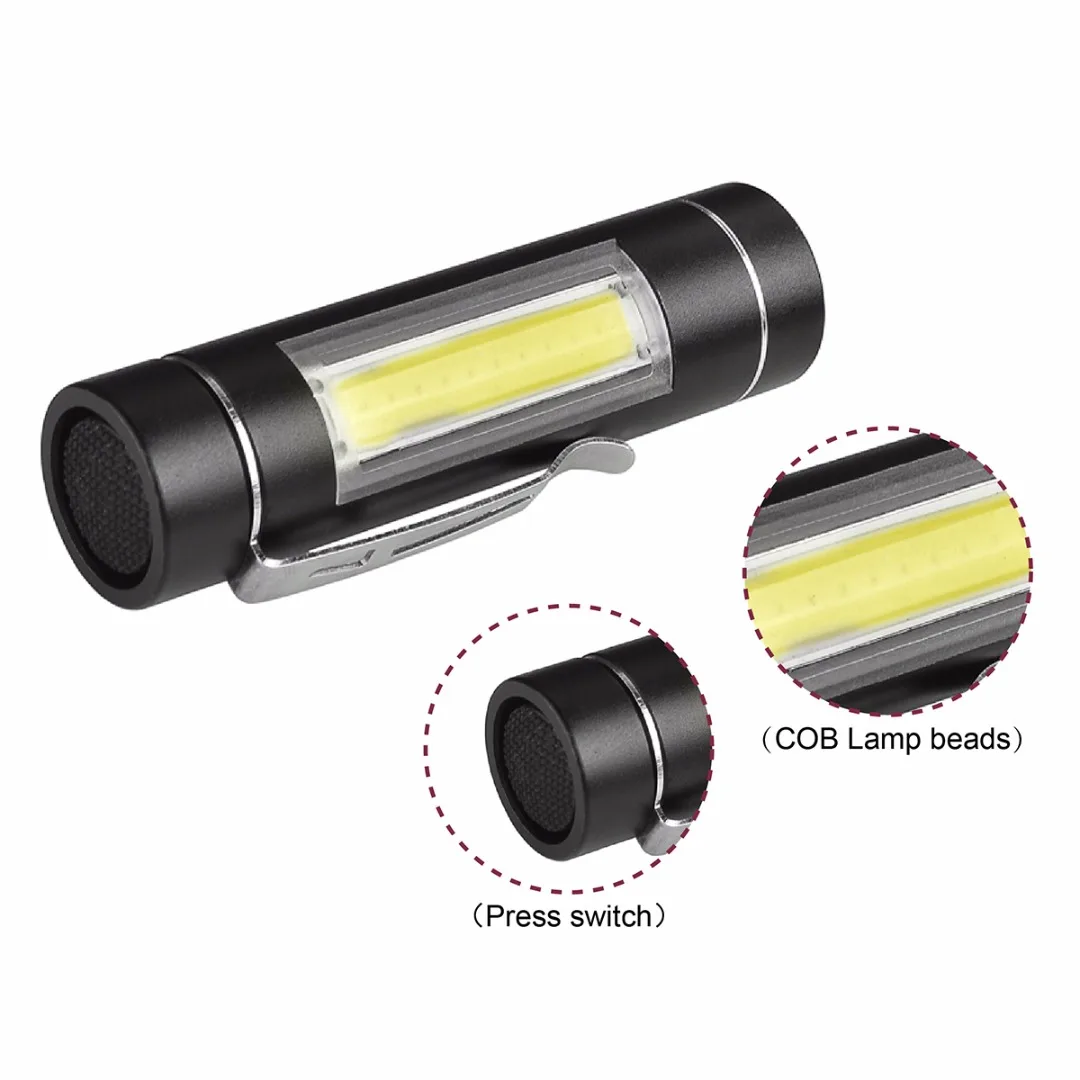 Super Portable Mini COB LED Flashlight 14500/AA Torch Working Pocket Pen Lamp With Clip Daily Waterproof Penlight