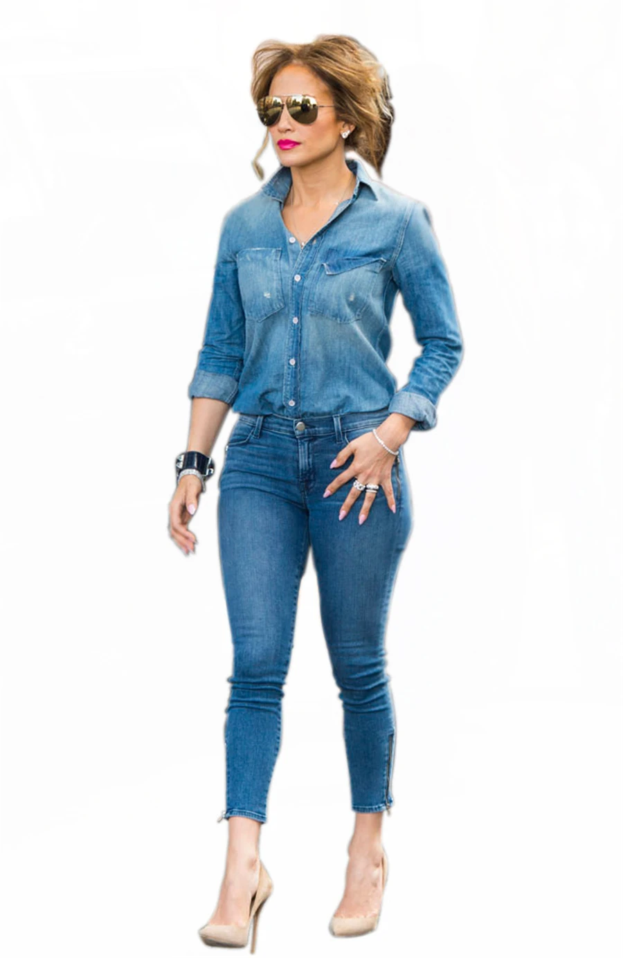 women's denim pant suit