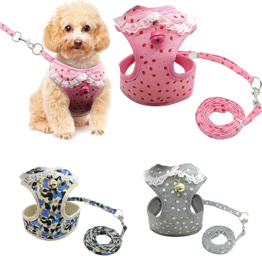 Adjustable Pet Puppy Mesh Vest Harness And Leash Set Walking Dog Vest