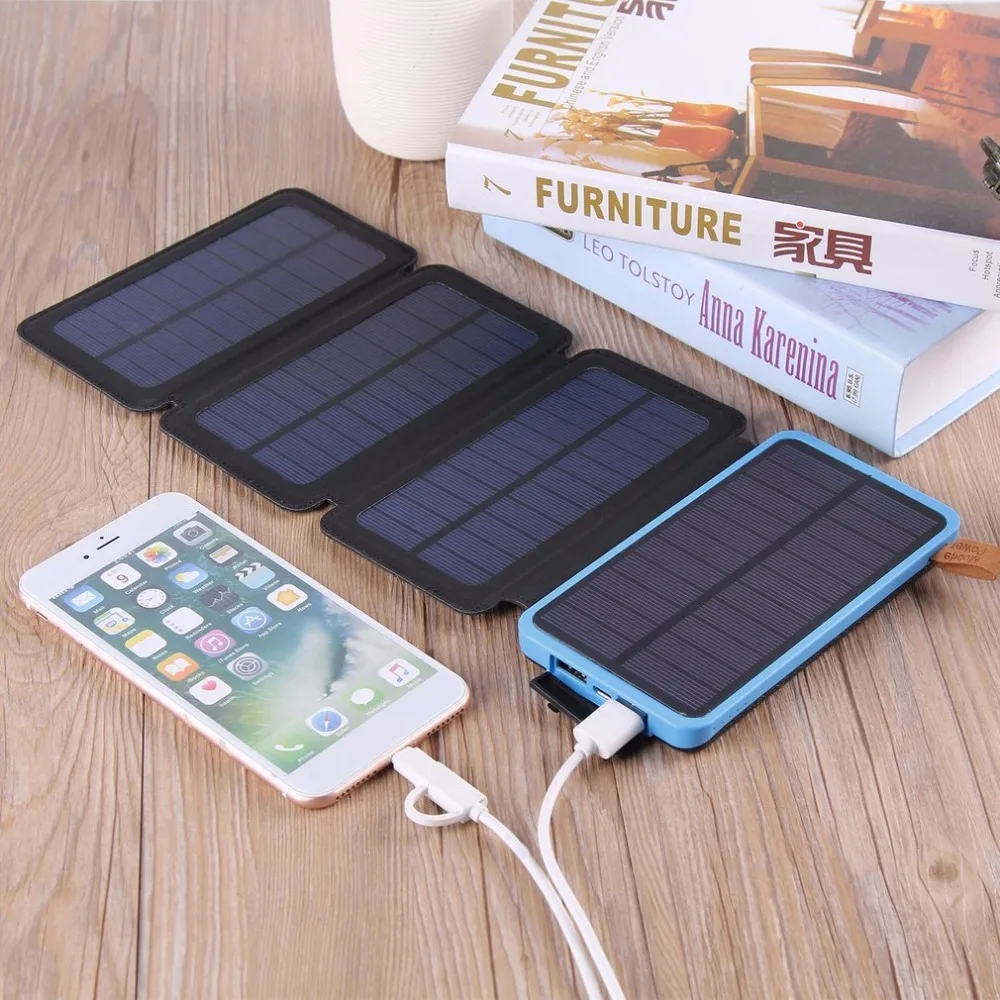 

30000 mAh Solar Power Bank Waterproof Three Fold Powerbank Portable Charger Power Source With Camping Light For Mobile Phone