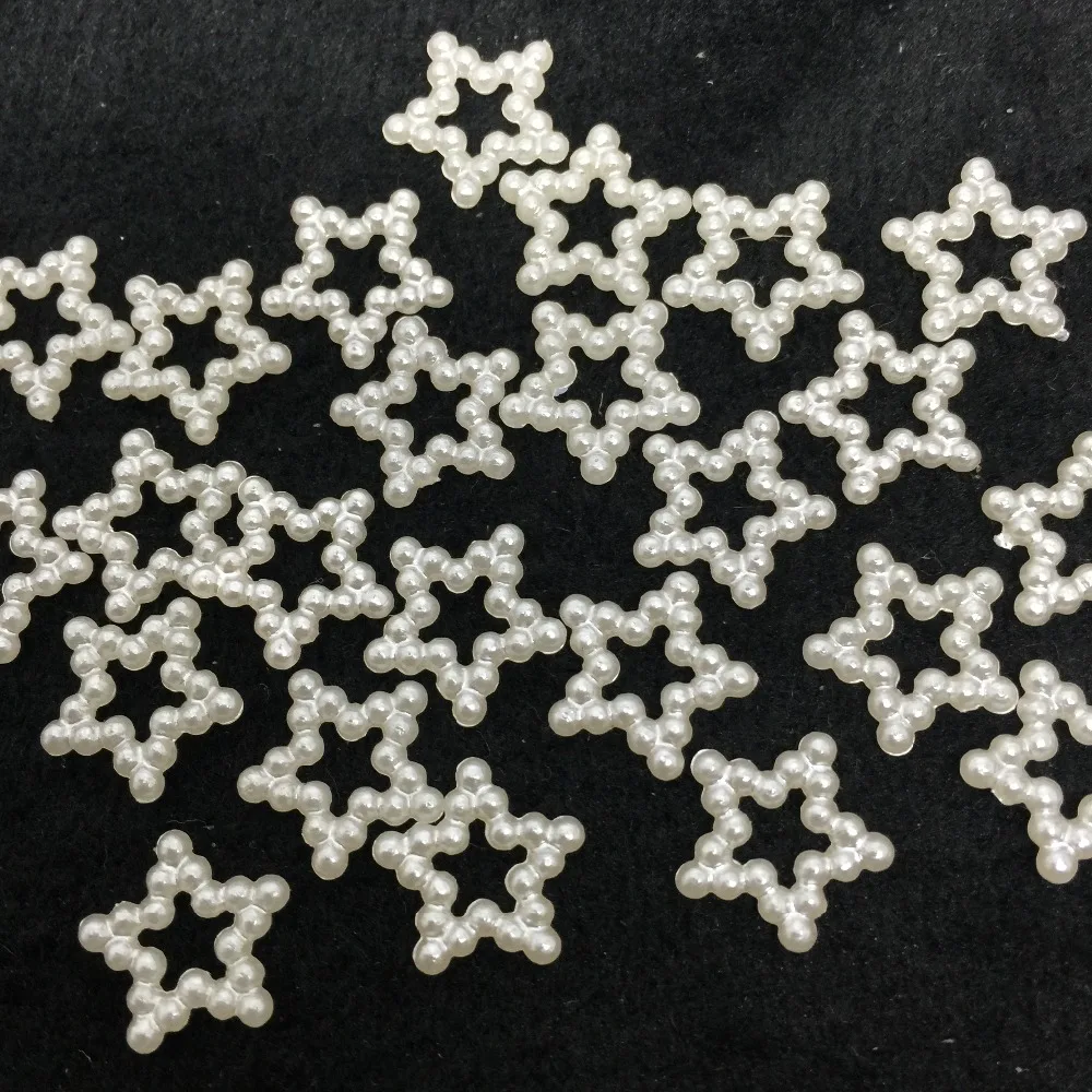 

100pcs 10mm Open Star Ivory Pearls Confetti Flatbacks Embellishments DIY Phone Nail Decorations Scrapbooking Crafts Cardmaking
