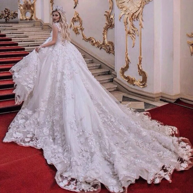vestido-de-noiva-White-Long-Dress-Formal-Robe-De-Soiree-Dress-Applique-Floral-Vestido-Longo-Chic