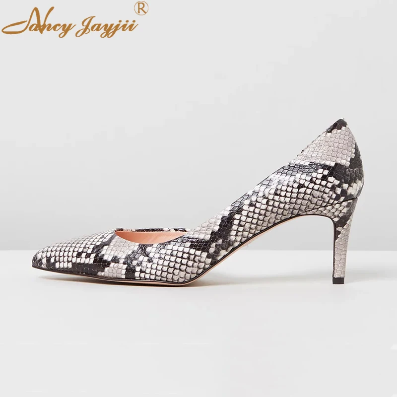 

Snakeprint D'Orsay&Two-Piece Cut Out 2.5 inch Kitten Heels Women's Pumps Party Dress Ladies Shoes Large Size 11 14 Spring 2019