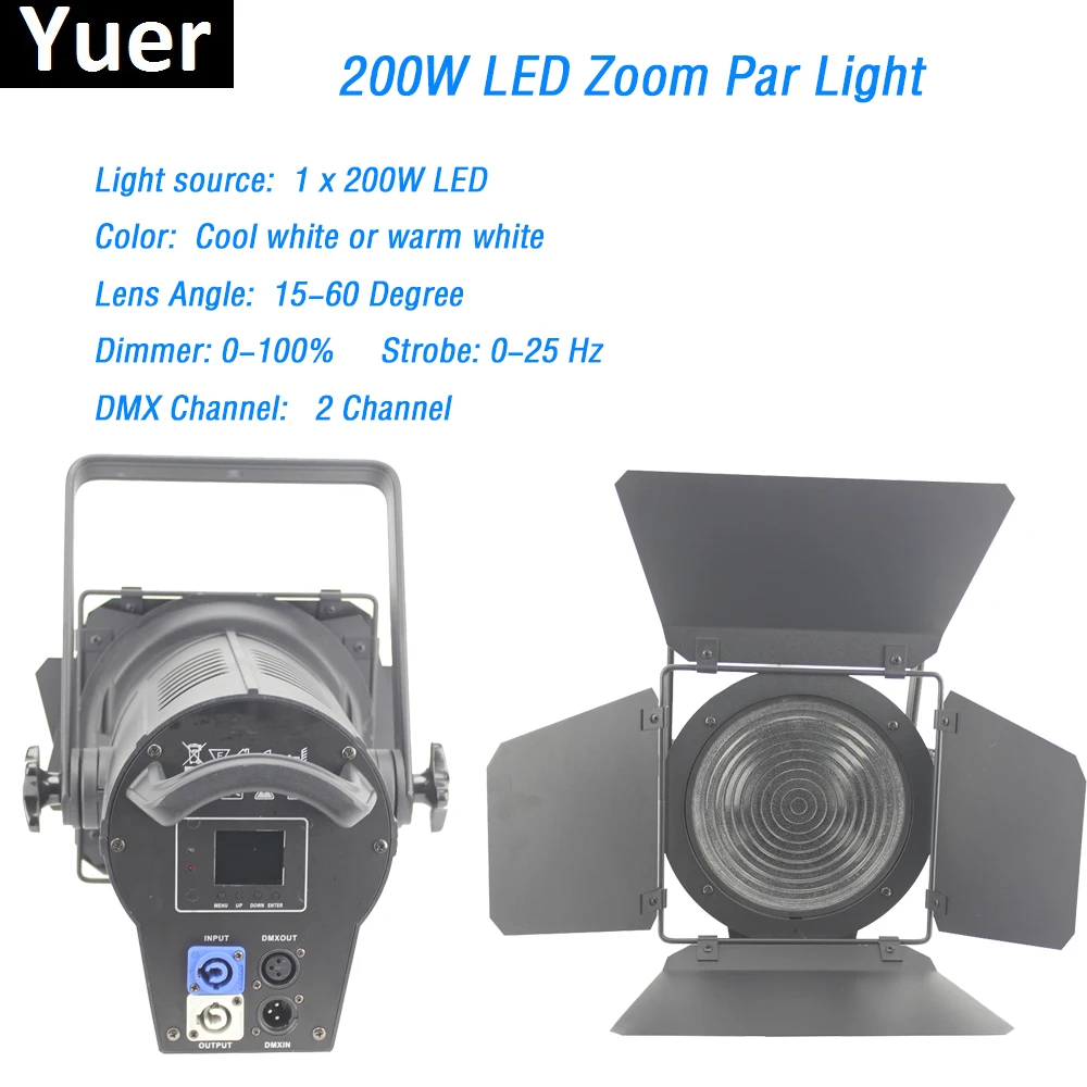 

200W White Led Zoom Par Light DMX512 With 15-60 Degree Lens Angle Master/Slave Strobe Effect Par led lamp light box spot lights