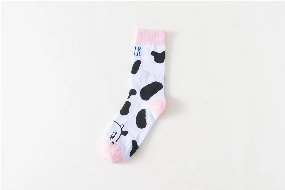 Новые винтажные носки-трубы для девочек с рисунком коровы, молока, унисекс, Харадзюку, веселые, летние, Осенние, зимние носки, Прямая поставка