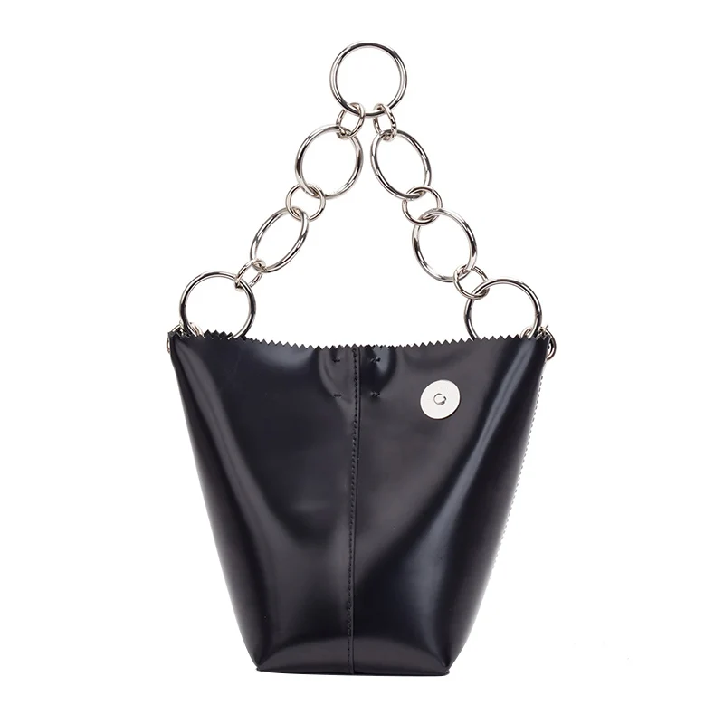 

HK belongs to China-Niche Design Custom Bags 2019 New Fashion Bucket Bag Ring Portable Bag Chain Shoulder Messenger Bag