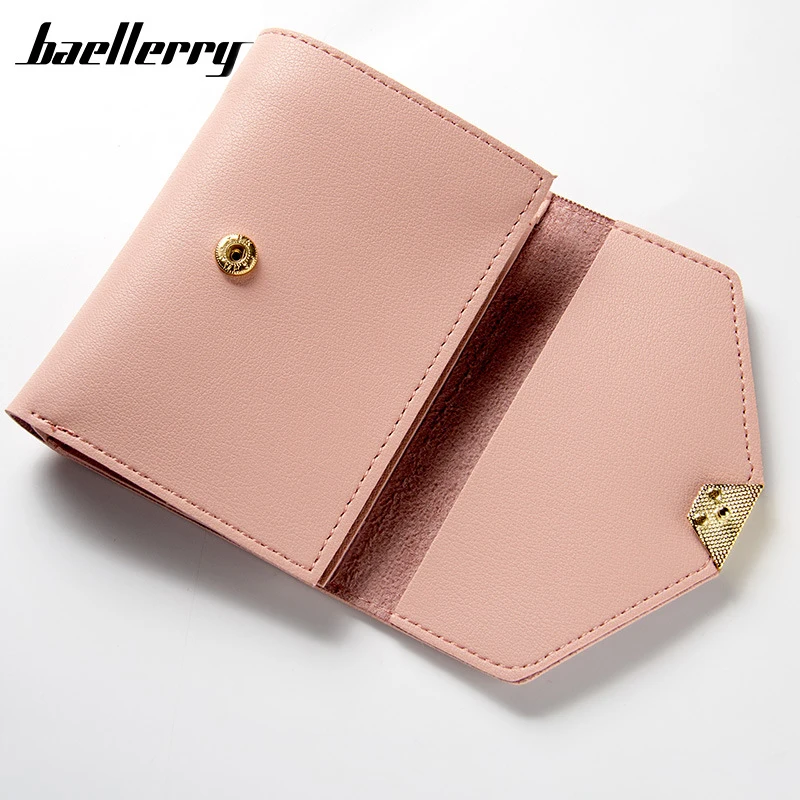 

Fashion Short Wallet Solid Sweet Color Buckle Simple Casual Small Multifunction Multi Bits Casual Card Holder Wallets For Women