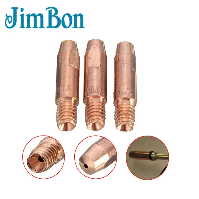 JimBon 10 шт. MB 24KD M6 типа для сварки MIG/MAG сварочный фонарь Контактный наконечник газовой форсунке, 0,8/1,0/1,2 мм M6* 27 мм