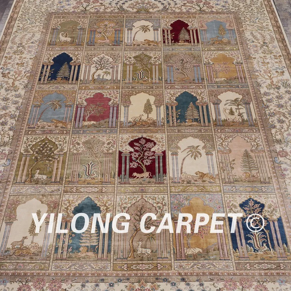 Yilong 6'x9 персидские ковры Four Seasons бежевый шелк Ковры(ywx089a6x9