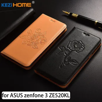

for ASUS Zenfone 3 ZE520KL case Flip embossed genuine leather soft TPU back cover for Asus ZE520KL coque