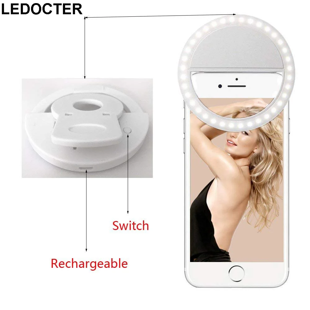 

36 LEDs USB Rechargeable Selfie Portable Led Flash Selfie Ring Fill Light Lamp Clip Camera For iPhone 7 8 Samsung Huawei Xiaomi