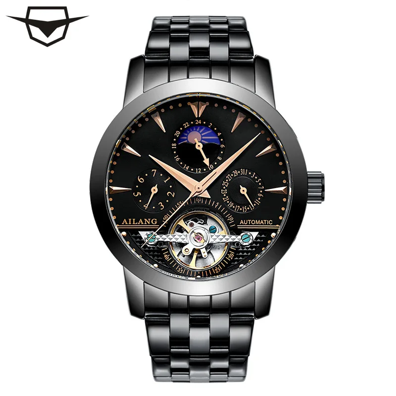 

2019 AILANG Men Fashion Automatic Mechanical Watch Waterproof Auto Date Week Moon Phase Watches Men Sport Tourbillon Clock Reloj