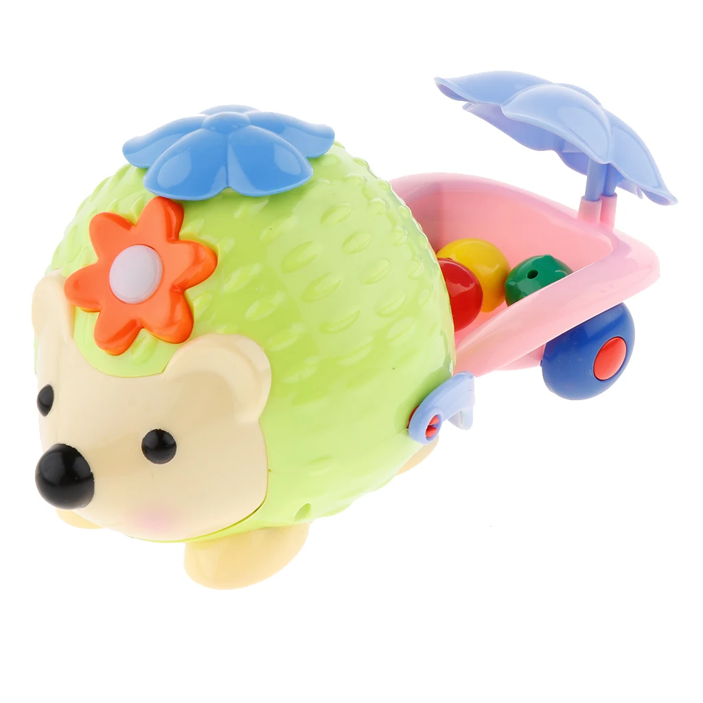Electric Hedgehog Laying Eggs with Flashing Light & Music Toys Car Baby Early Educational Game Gift bumps change directions
