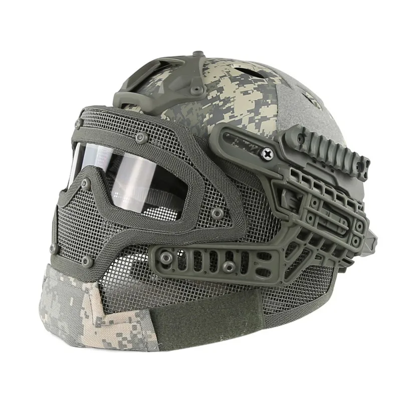 

HotOutdoor Tactical Full Face Cover Protection Mask Helmet with Goggle Airsoft Paintball CS Tactical Hunting Helmets1