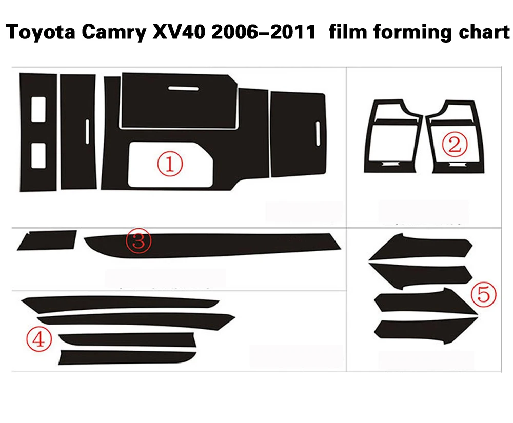 Для Toyota Camry XV40 2006-2011 внутренний центральный Управление Панель дверная ручка 5 мм Углеродистой волокно наклейки стайлинга автомобилей аксессуары