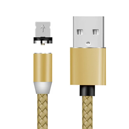 Магнитный USB кабель VOXLINK 3 в 1 для iPhone Xs 8 и usb type-C и Micro USB с нейлоновой оплеткой для samsung Xiaomi huawei USB C - Цвет: Gold for Apple