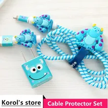 Хорошие Подарки Прекрасный Мультфильм USB Кабель Наушников Протектор с Кабельным намотки наклейки Спиральный Шнур протектор Для iphone 5 6 6 s 7