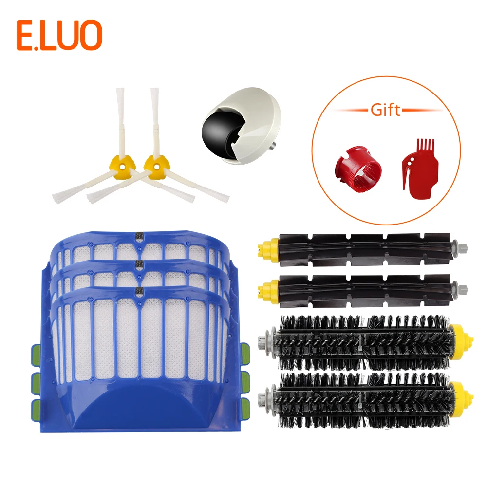 

E.LUO Main Brush, Aero Vac Filter, Side Brush, Flexible Brush, Front Caster Wheel Suitable for iRobot Roomba 500 600 Series