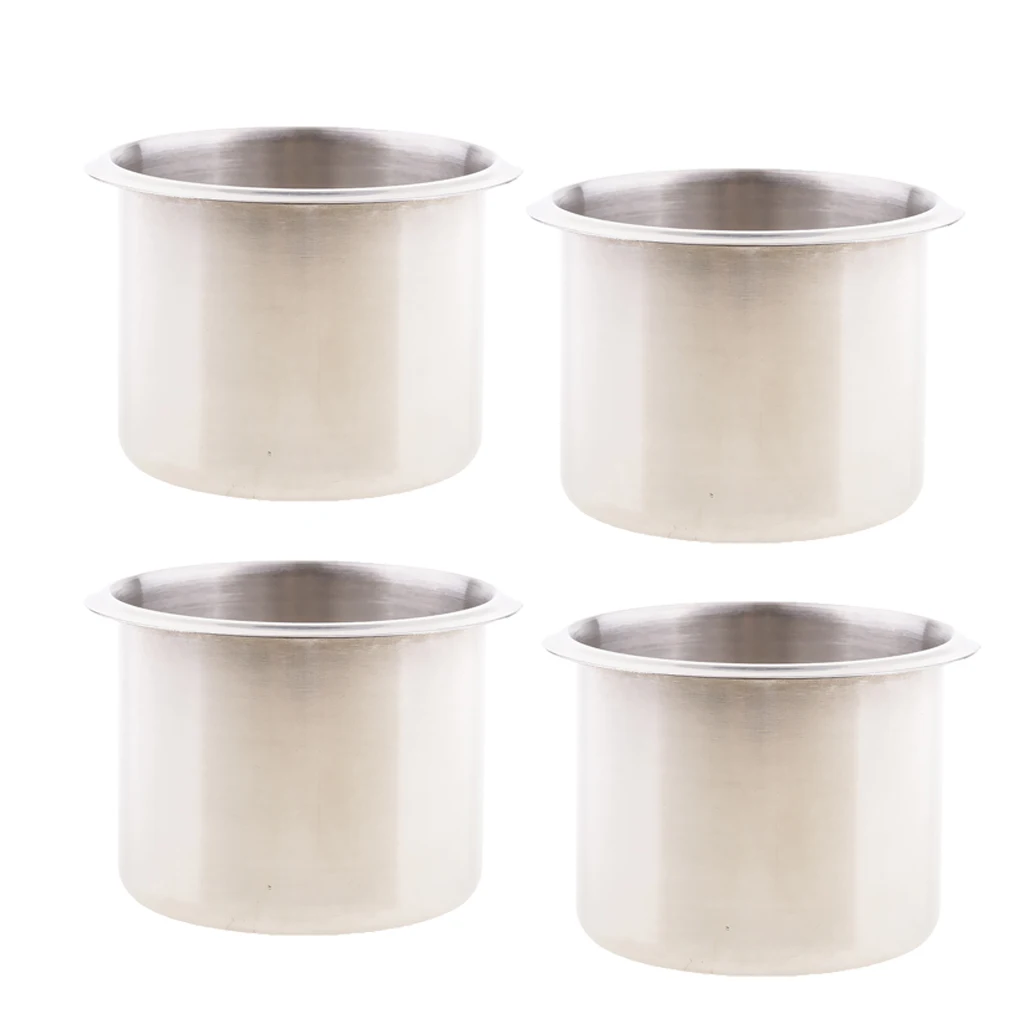 4 Pieces Stainless Steel Cup Drink Holders Recessed Cup Holder RV for Marine Boat Yacht RV Camper Truck - 68x55mm