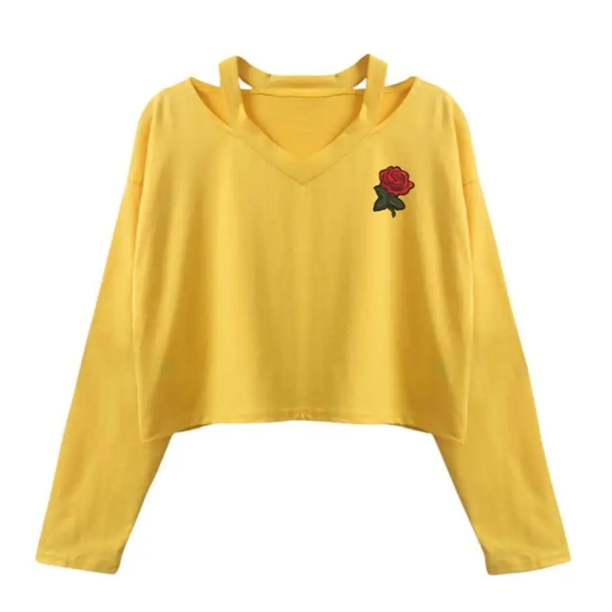 

Womens Long Sleeve Sweatshirt Rose Print Casual Tops Women's Fashion Sweatshirt