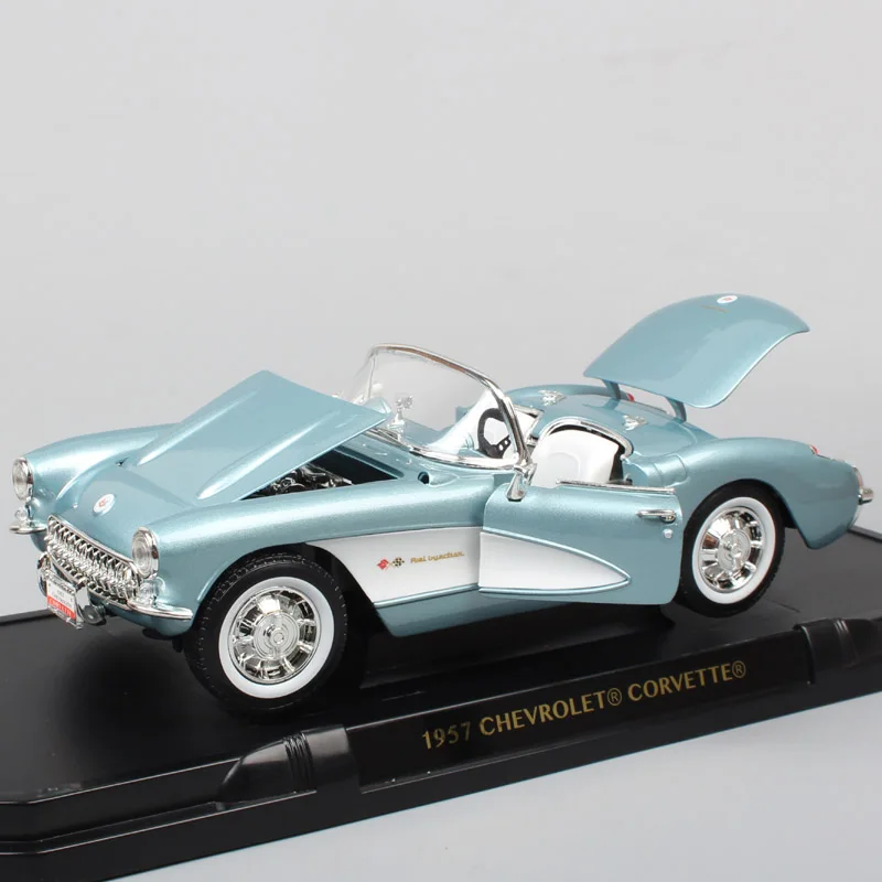 1/18 большой дорожный фирменный классический автомобиль Chevrolet Corvette 1957 Chevy vette металлические Литые и игрушечные машинки Миниатюрные модели автомобилей