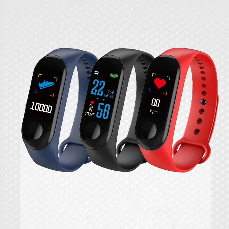 

2009 New M3 Color Screen smart watch Intelligent Bracelet Heart Rate Monitoring Information Push Bluetooth Sports Bracelet