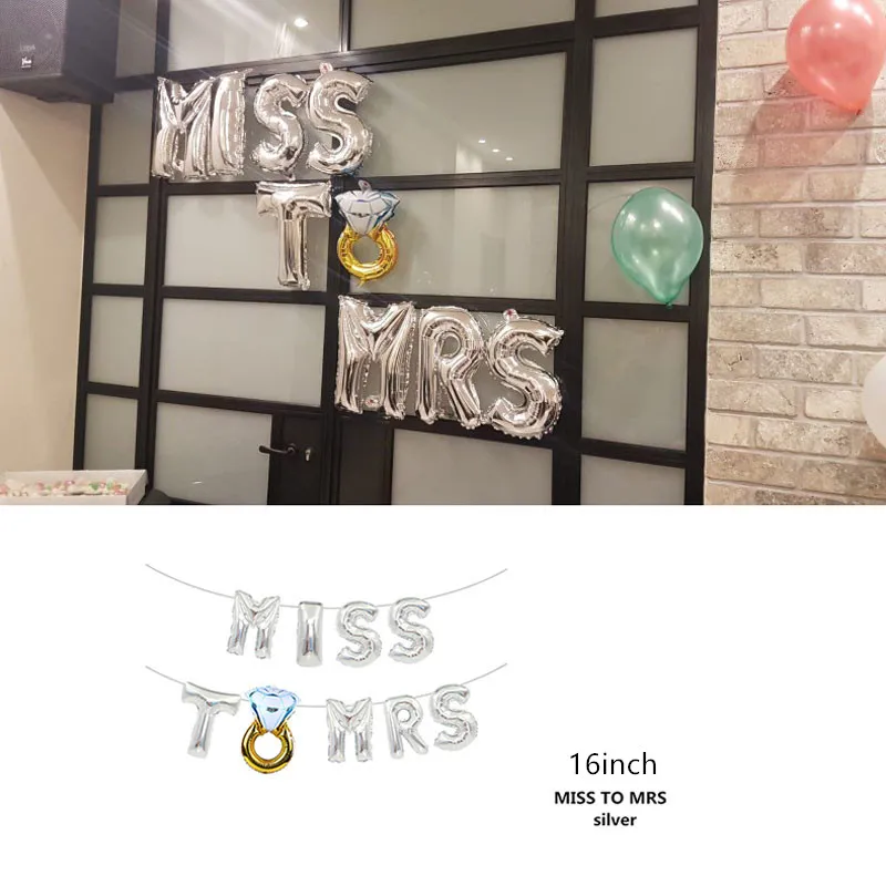 Свадебное кольцо Miss Mrs с бриллиантами воздушный шар 42 дюйма надписью Love украшение