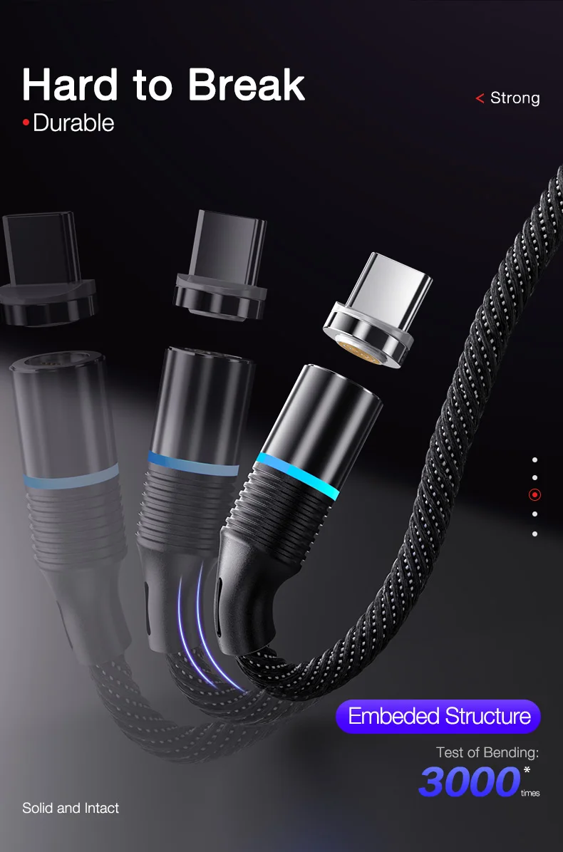 Магнитный кабель Cafele Micro usb type C, магнитное зарядное устройство 3A, быстрая зарядка для iPhone, huawei, Xiaomi, мобильный телефон, кабели, провод для передачи данных