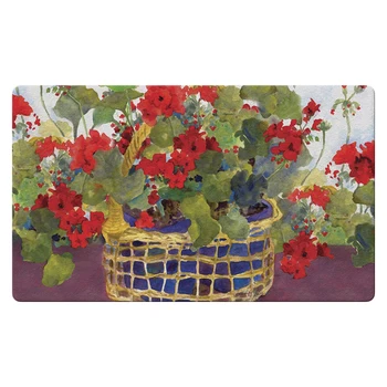 

Home Garden Pelargonium Basket Decorative Cushion Flower Colorful Red Flower Door Cushion Doormat