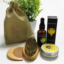 6 шт. средства ухода за бородой комплект бальзам масло+ бальзам для бороды+ борода гребень+ борода щетка+ ножницы+ сумка набор