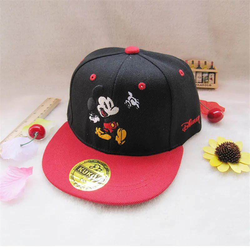 17 colors Children Cartoon Baseball Hat Mouse Mickey Kids Hat Boys and Girls Adjustable Baseball Caps Outdoor Sunscreen Hat - Цвет: Black Red