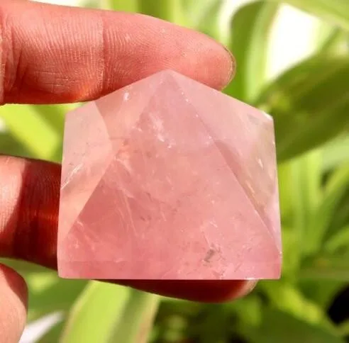 factory carved technique 6 sides rose quartz crystal singing pyramid for healing (4)