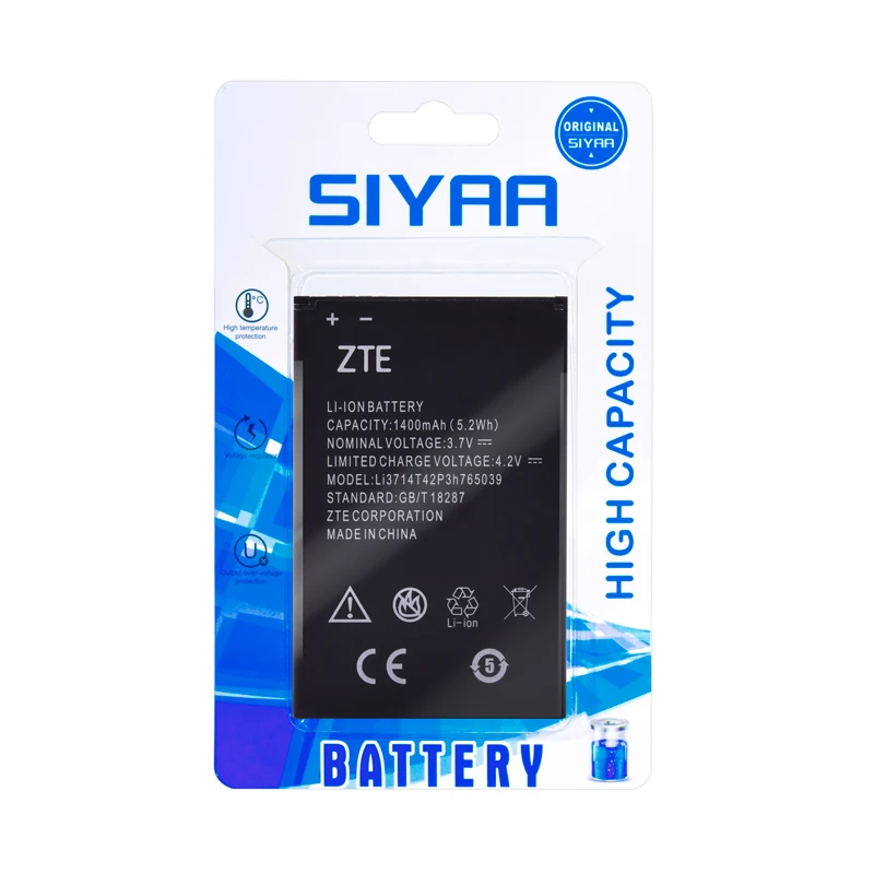 Оригинальная SIYAA батарея LI3714T42P3H765039 для zte Blade A3 T220 AF3 T221 A5 AF5, Высокая Замена, аккумулятор, реальная емкость, 1400 мАч