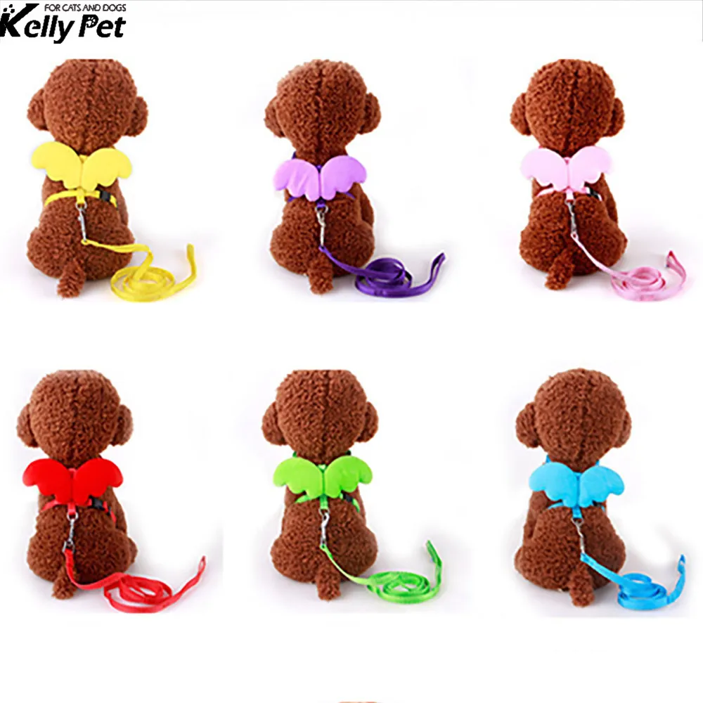 

Cute Angel Pet Dog Leads and Collars Set Nylon Puppy poodle puppy Lovely wing design harness vest rope leash drop shipping