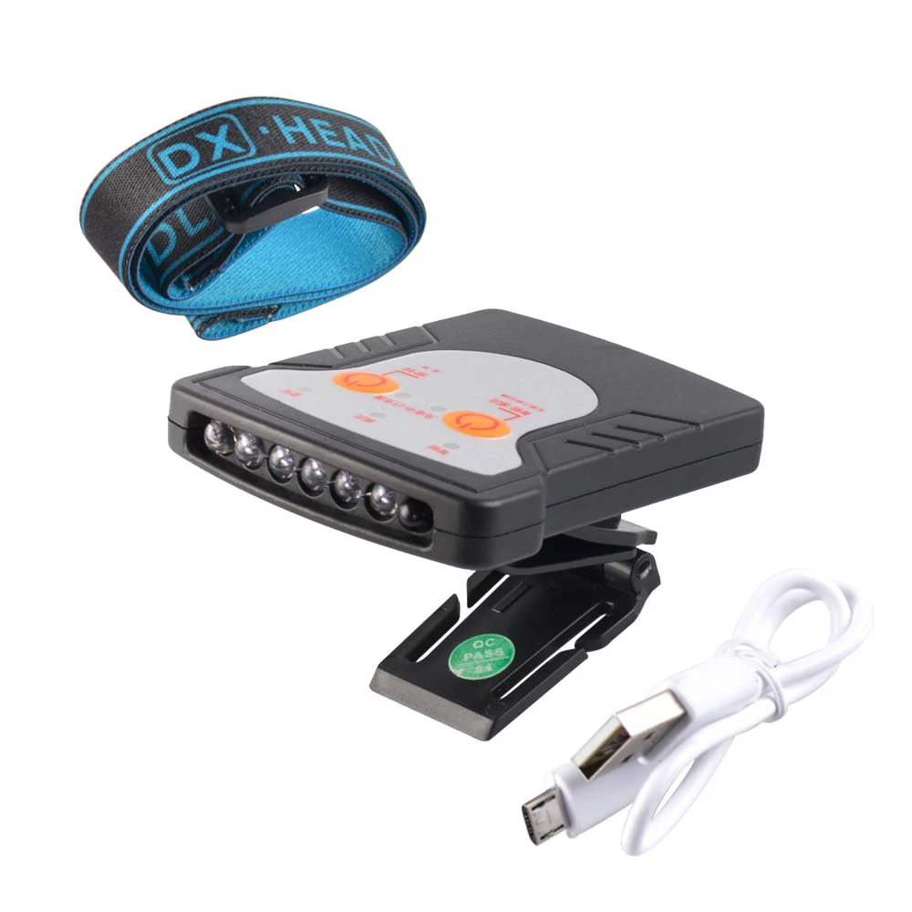 

JUJINGYANG 5 LED mini clip cap type headlamp smart sensing USB rechargeable sensors head light