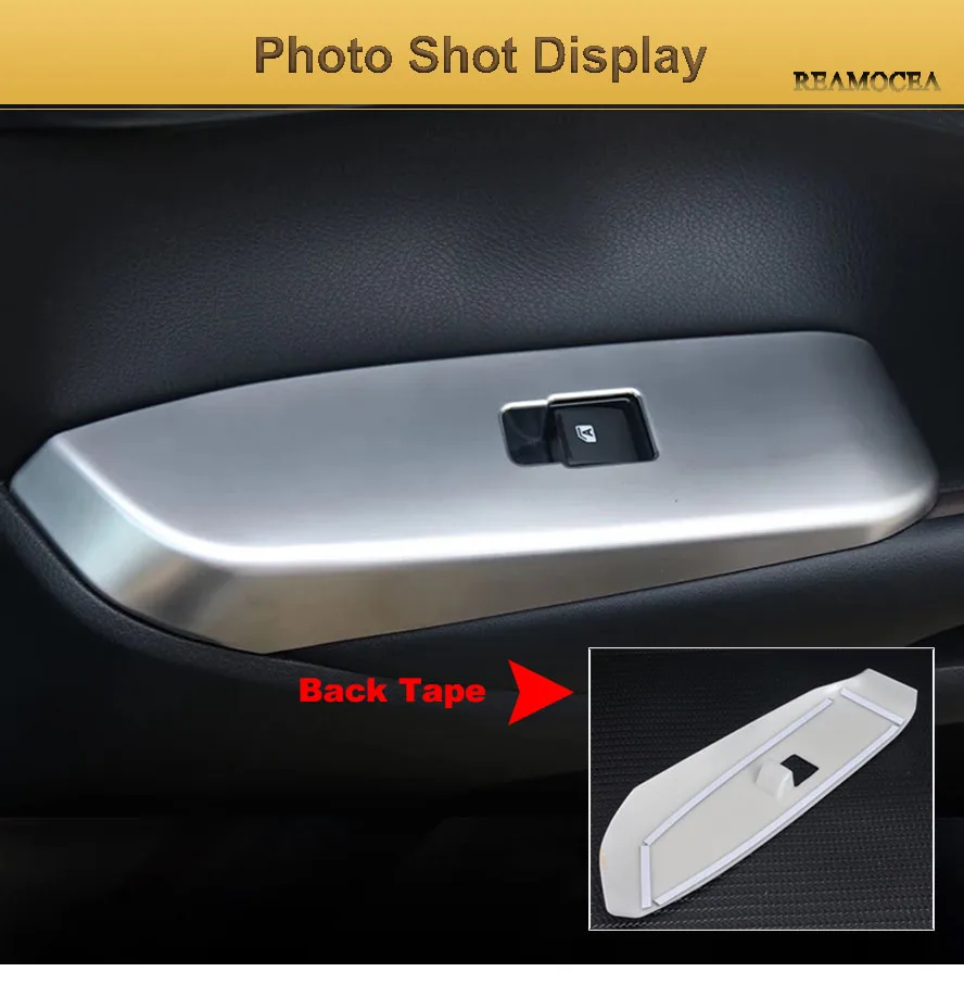 Reamocea 4Pcs ABS Chrome Silver Door Window Panel Switch Cover Trim Decals For Toyota Highlander 2014 2015 2016 2017 (13)