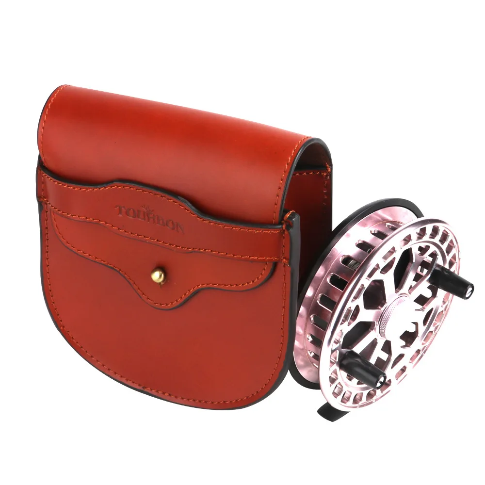 

Tourbon Genuine Leather Fly Fishing Reel Storage Case Durable Protective Cover Bag Pouch for Fisher Portable Bags