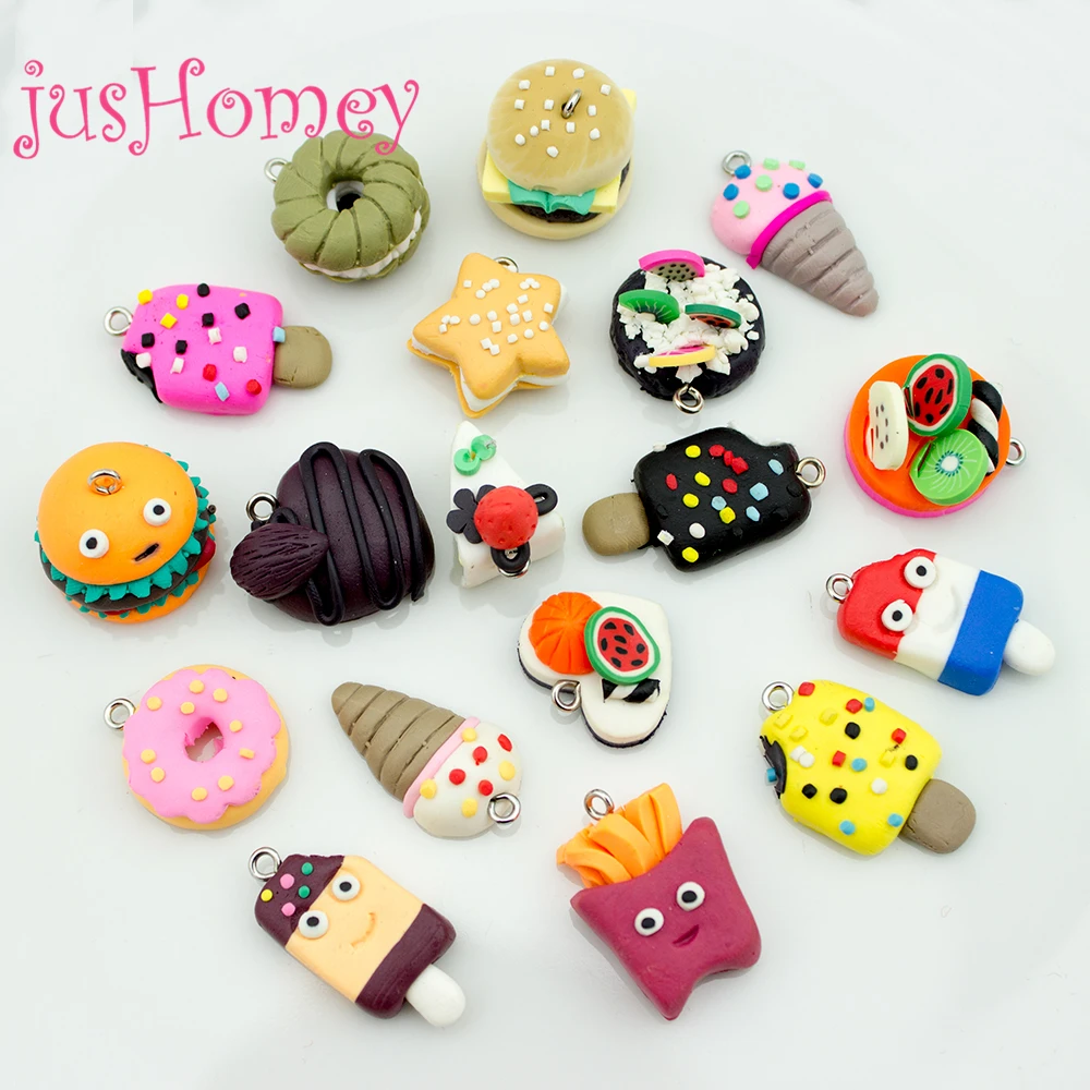 Download 18pcs Kawaii Miniature Food Polymer Clay Cabochons Flatback Clay Pendants Handmade Cake,Sanwich ...