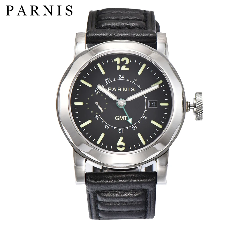 

Parnis 44mm Men Watch Automatic Watch Black 12&24 Hour 10BAR Waterproof Luminous GMT Mechanical Watches Gife For Men