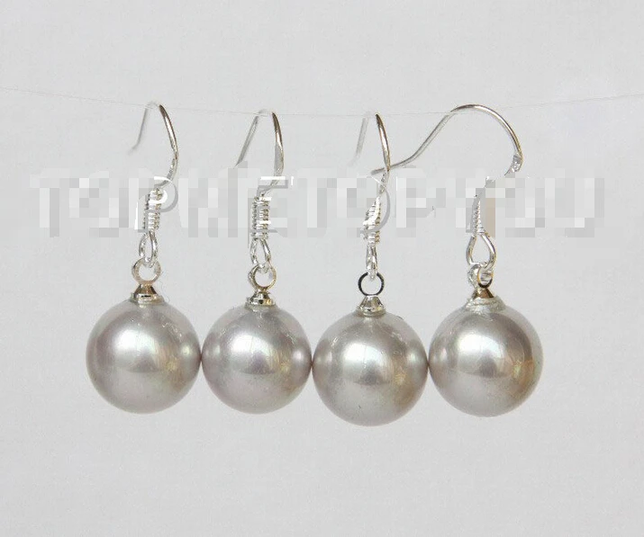 

Free shipping Dangle 2 PCS 10mm lavender south sea shell pearls Earrings 480 -Bride jewelry free shipping
