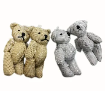 

100pcs 6cm Flash sequins Teddy Bear Plush Light Bear Toys Key chain/Bouquet/Bag/Decorative Accessories