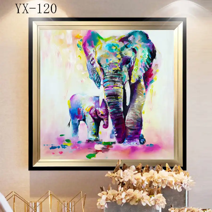 Pinturas De Artesanos En Lienzo Imagen De Animales Elefante