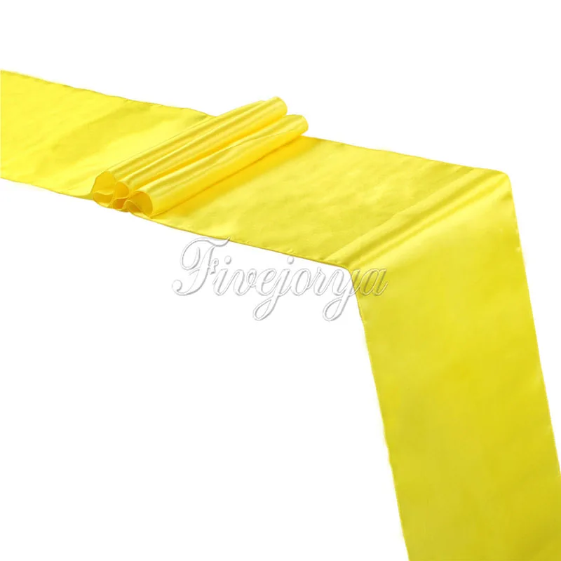 10PCS New Yellow Satin Table Runners 12&quot x 108'' Wedding Party Banquet Decorations 30cm 275cm | Дом и сад